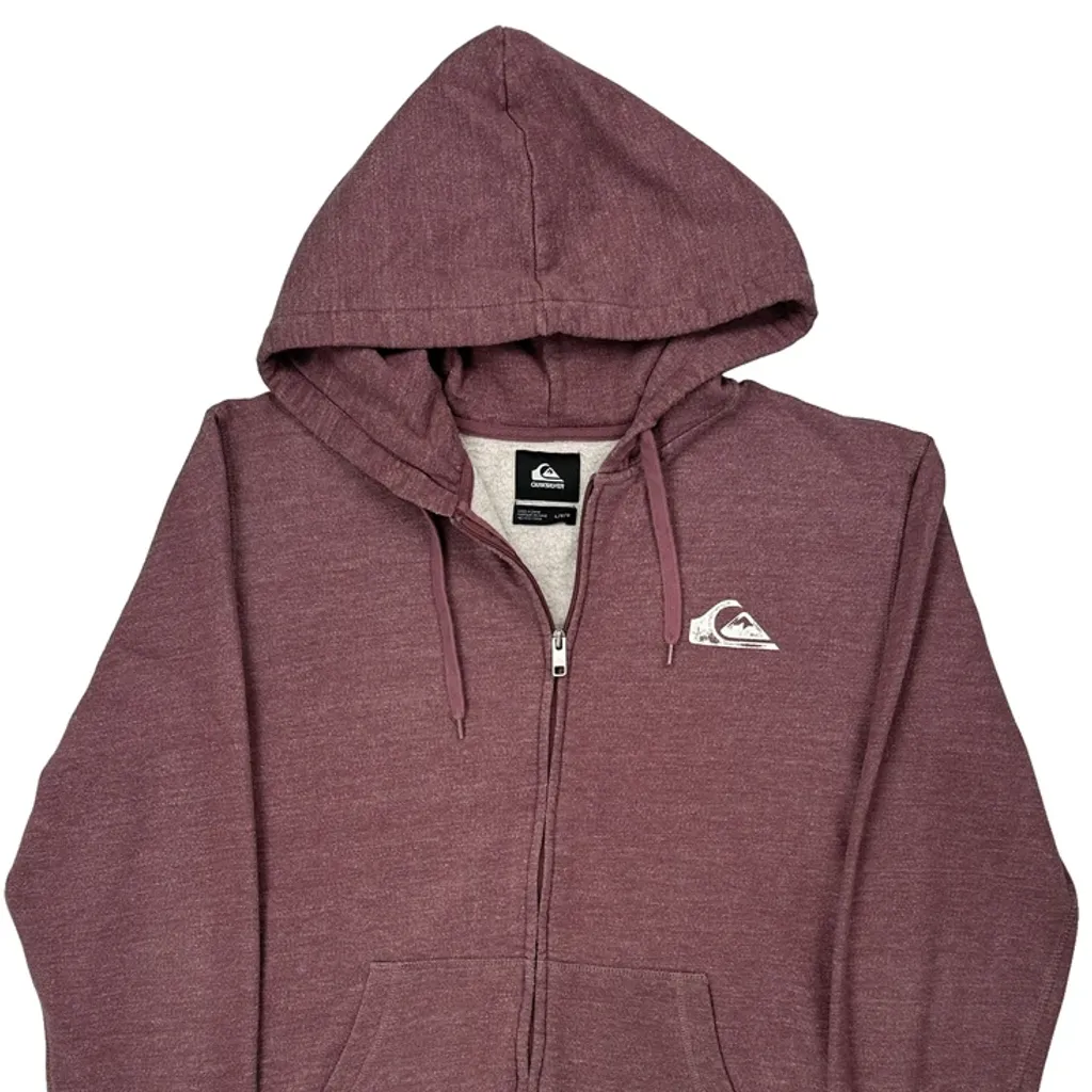 Quiksilver Hoodie - Large Burgundy Cotton Blend - Image 5