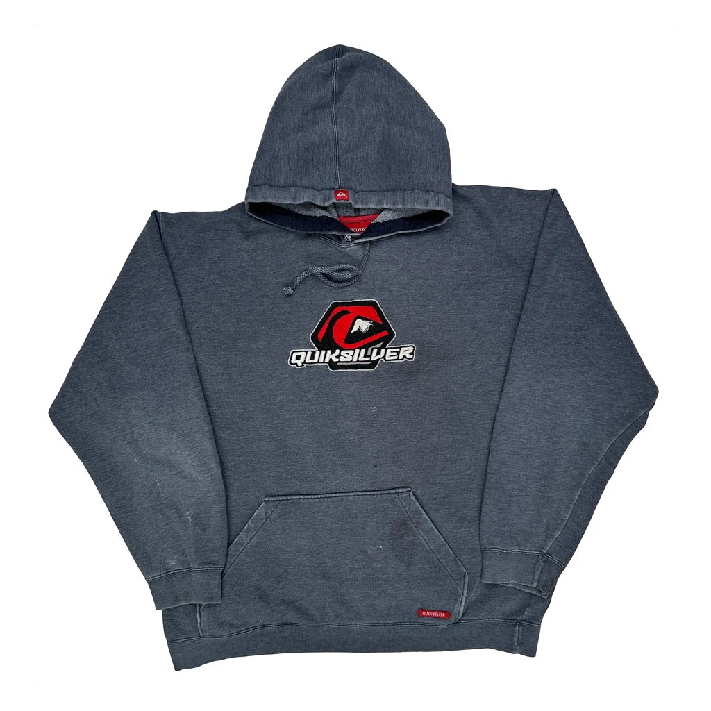 Quiksilver Hoodie - XL Grey Cotton Blend