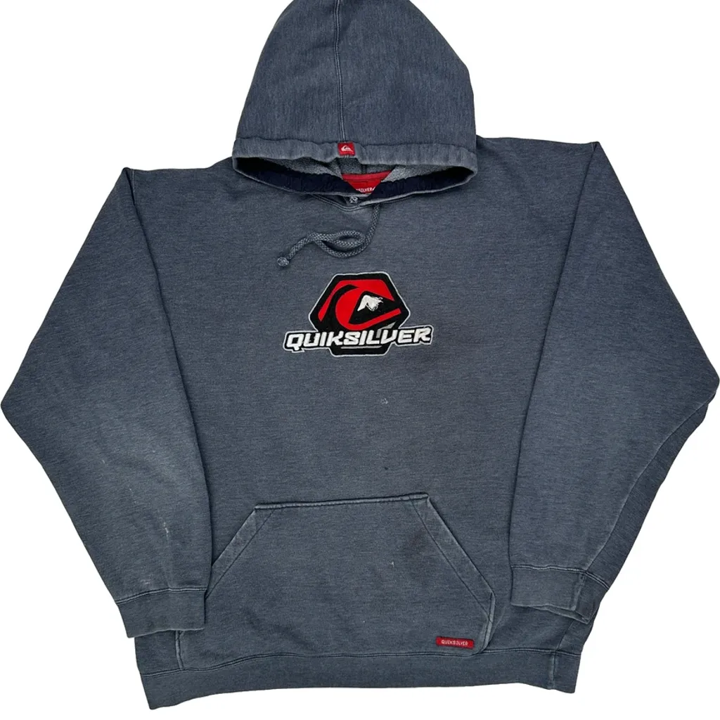 Quiksilver Hoodie - XL Grey Cotton Blend - Image 4