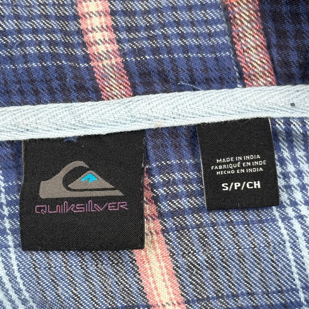 Quiksilver Checked Flannel Jacket - Small Blue Cotton - Image 3