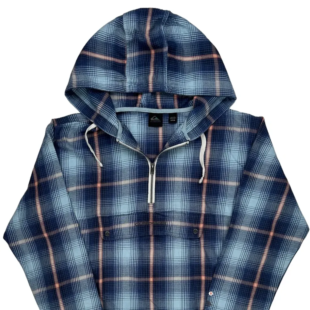 Quiksilver Checked Flannel Jacket - Small Blue Cotton - Image 4