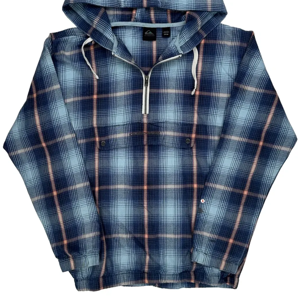 Quiksilver Checked Flannel Jacket - Small Blue Cotton - Image 5