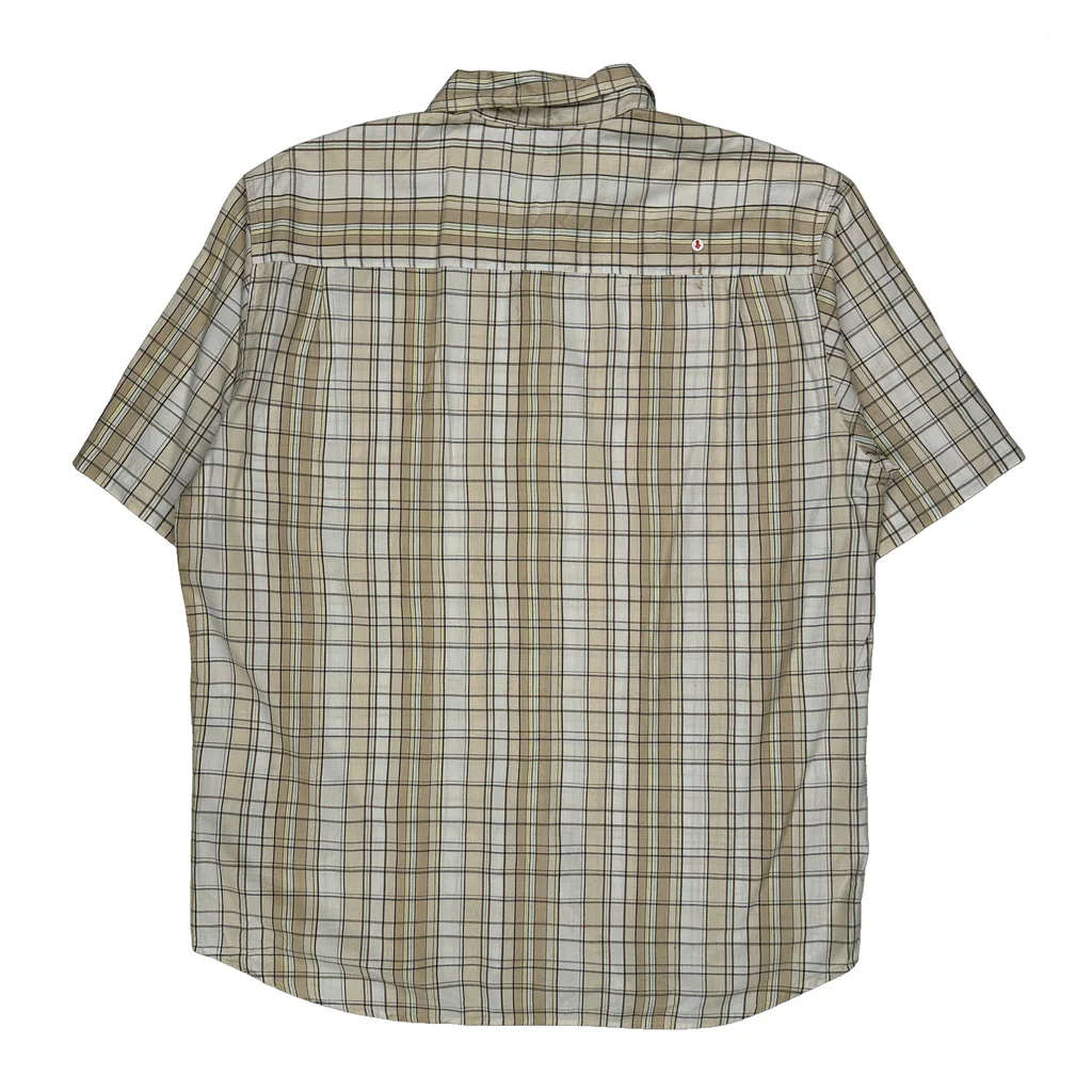 Quiksilver Checked Short Sleeve Shirt - Large Beige Cotton - Image 2