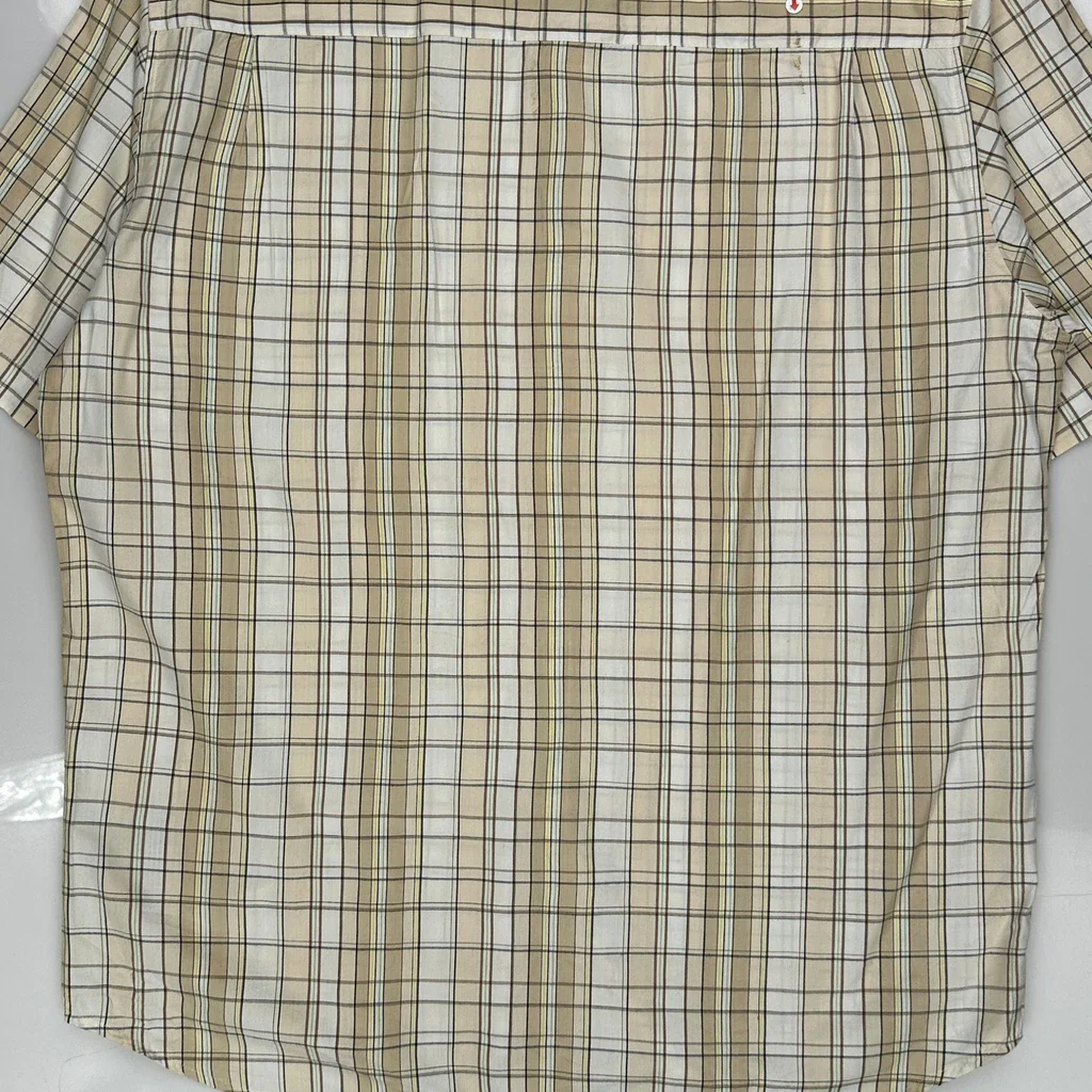 Quiksilver Checked Short Sleeve Shirt - Large Beige Cotton - Image 3