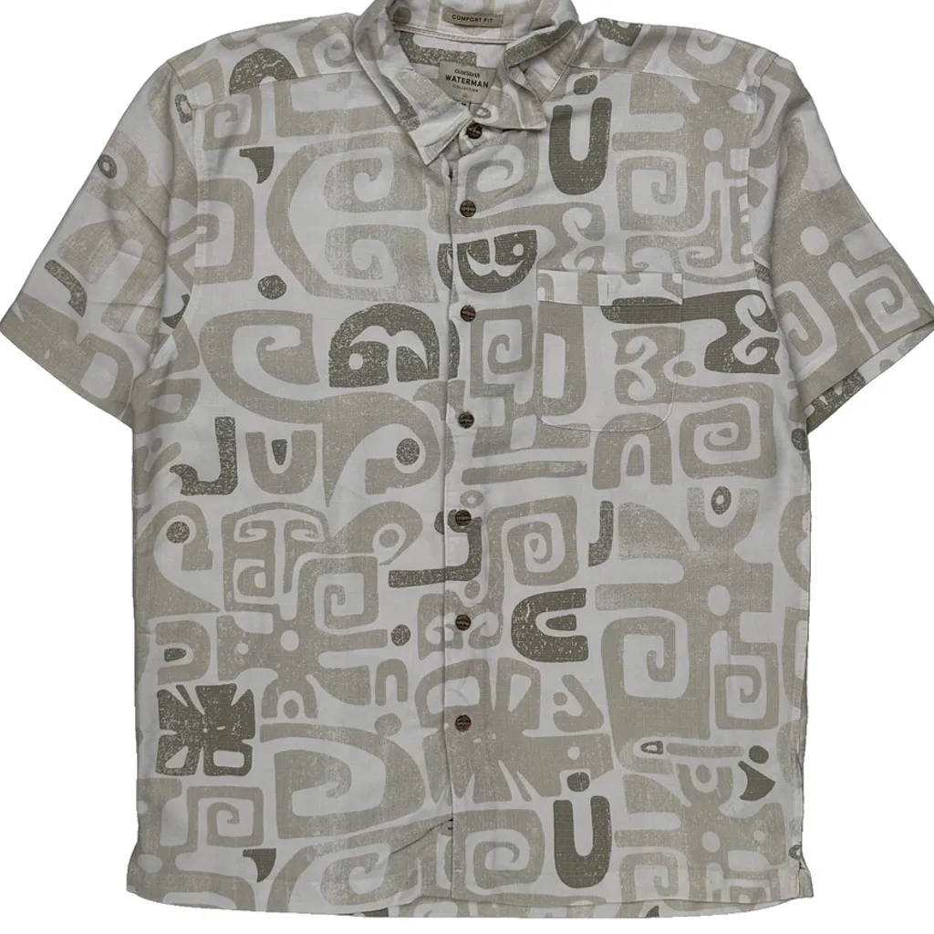 Quiksilver Short Sleeve Shirt - Medium Beige Cotton - Image 5
