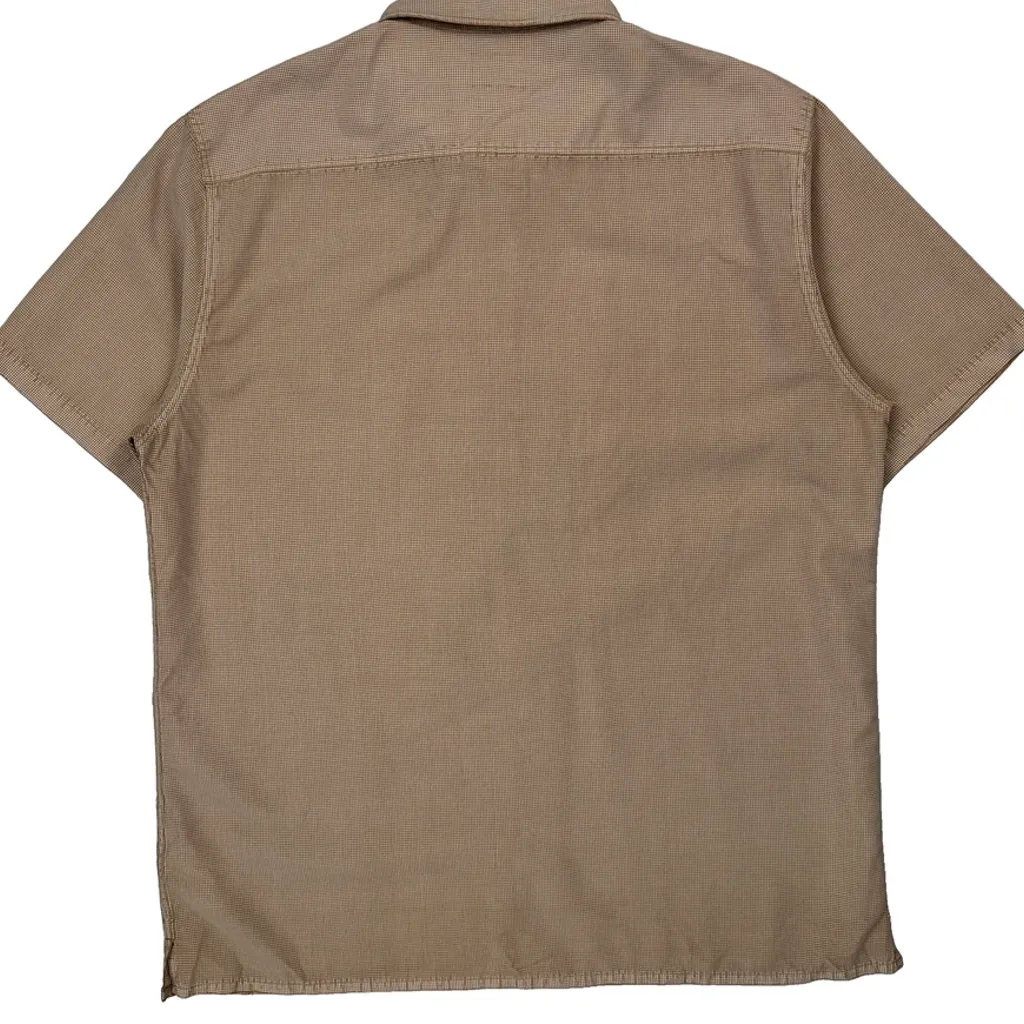 Quiksilver Checked Short Sleeve Shirt - 2XL Beige Cotton - Image 6