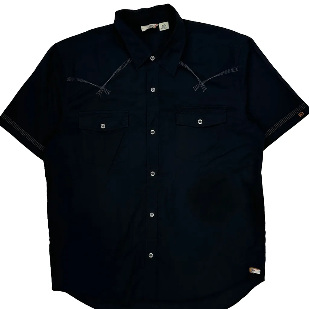 Quiksilver Short Sleeve Shirt - Large Black Cotton - Image 5