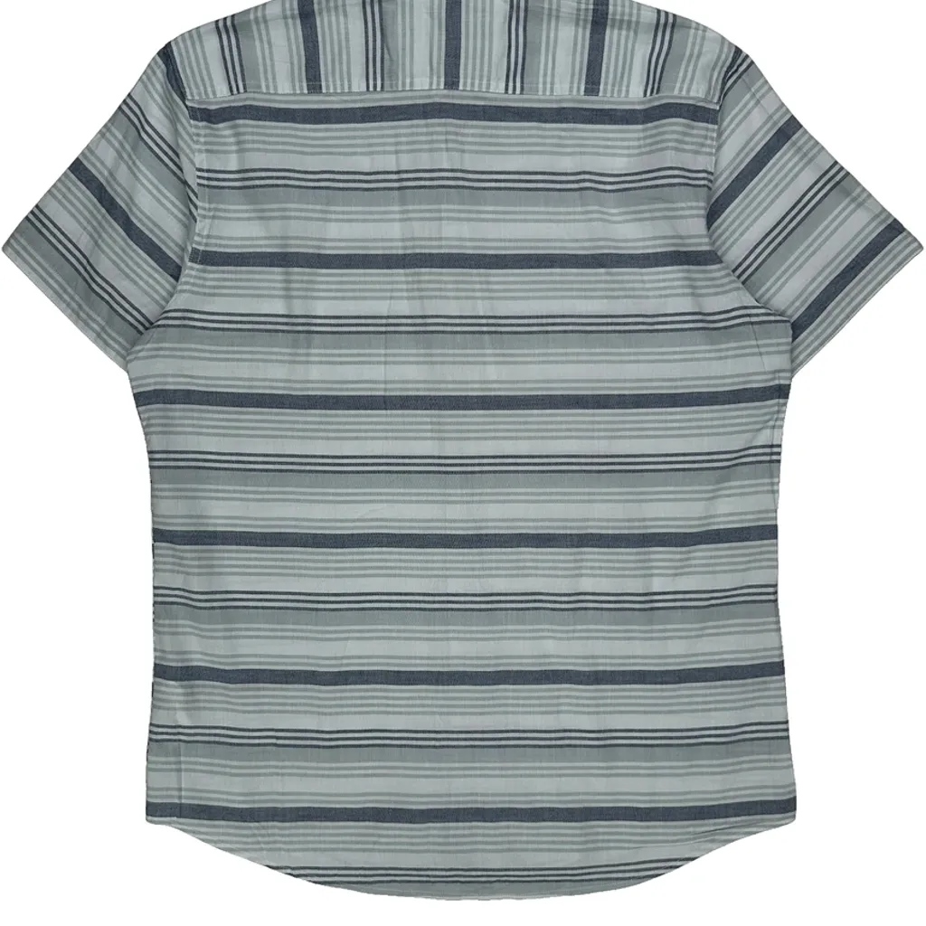 Quiksilver Striped Short Sleeve Shirt - Large Blue Cotton - Image 7