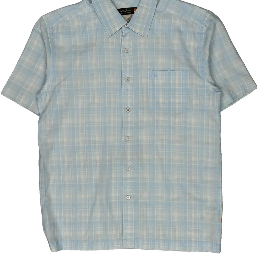 Quiksilver Checked Short Sleeve Shirt - Medium Blue Cotton - Image 4