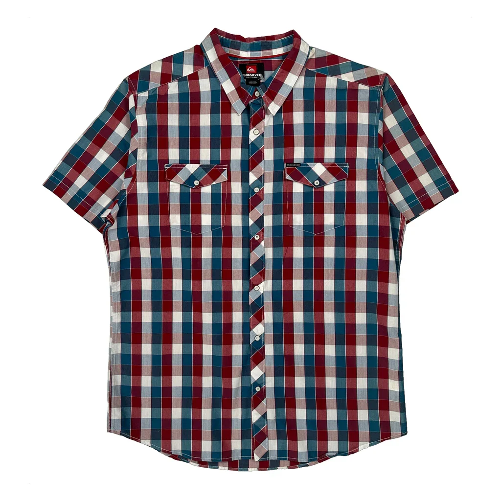 Quiksilver Checked Short Sleeve Shirt - 2XL Multicoloured Cotton