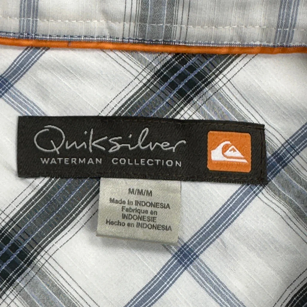 Quiksilver Checked Short Sleeve Shirt - Medium White Cotton - Image 3