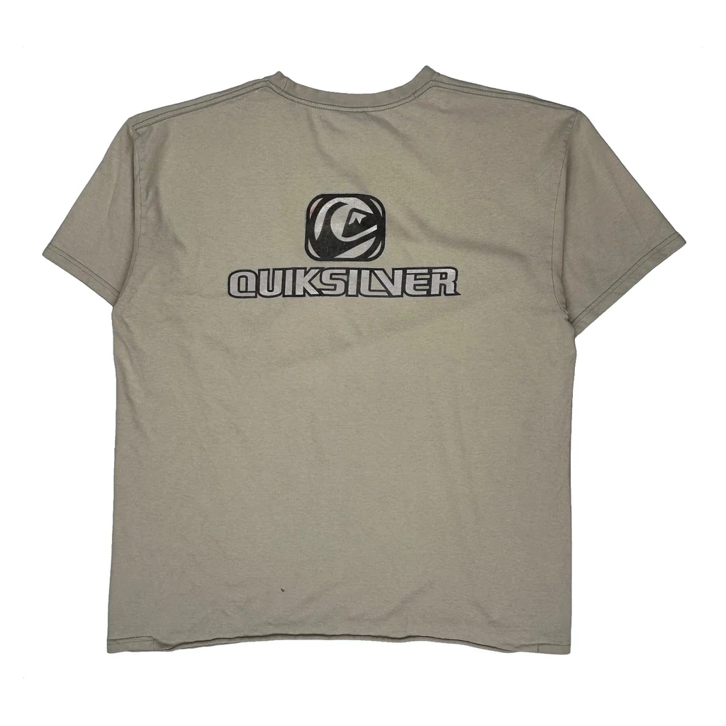 Quiksilver Spellout T-Shirt - XL Beige Cotton - Image 2