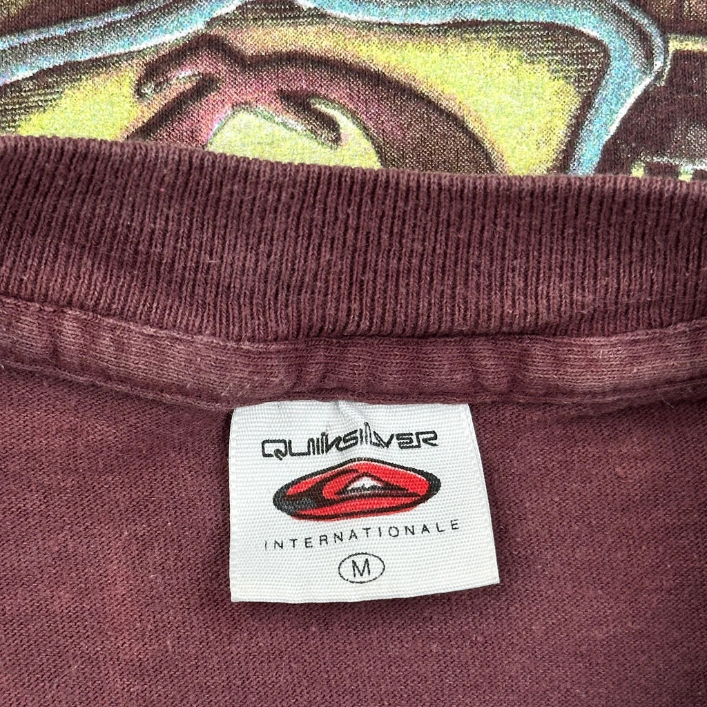 Quiksilver Graphic T-Shirt - Medium Burgundy Cotton - Image 4