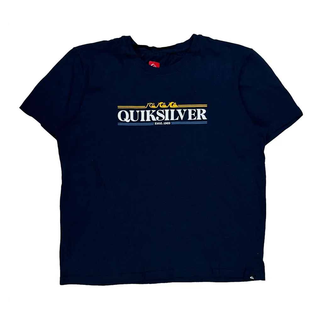 Quiksilver Spellout T-Shirt - XL Navy Cotton