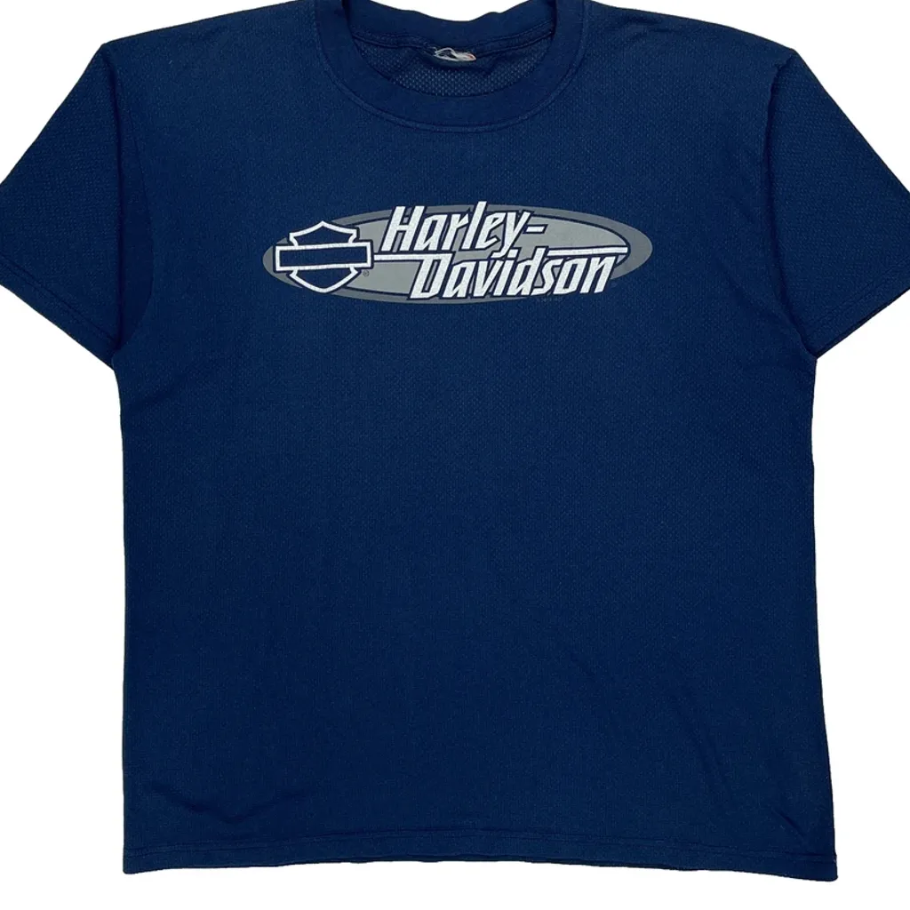 Racine, Wi Harley Davidson Graphic T-Shirt - Large Blue Cotton - Image 5
