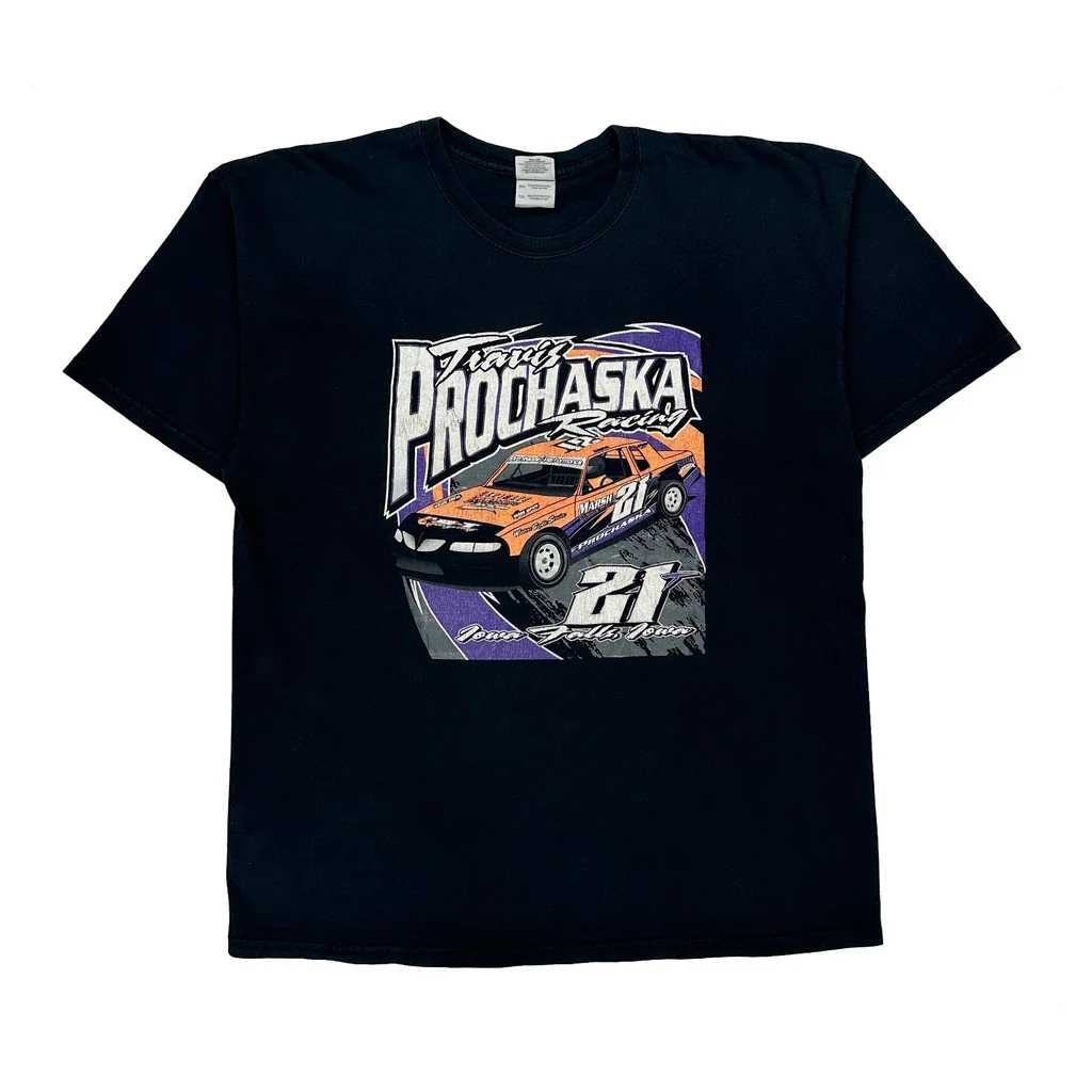 Racing Gildan Graphic T-Shirt - XL Black Cotton