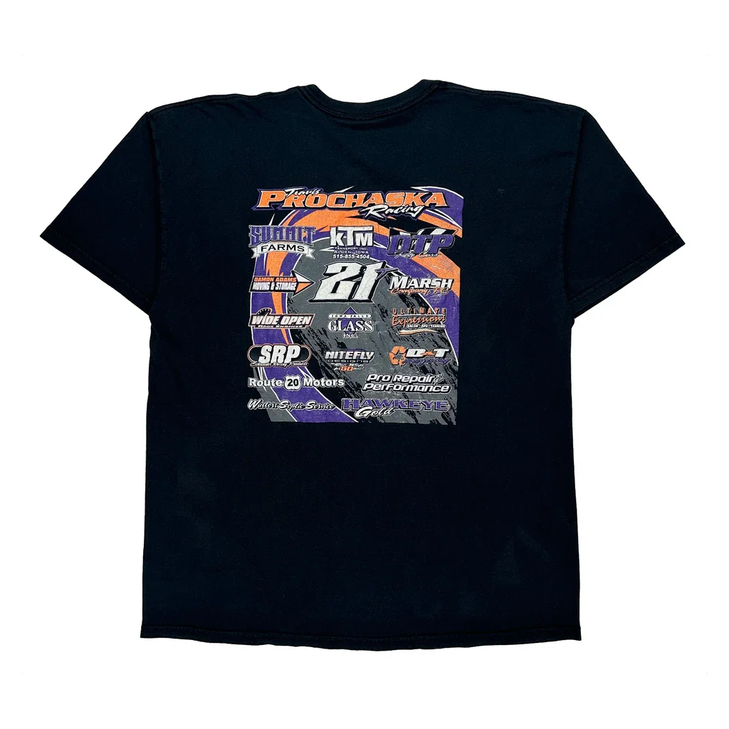 Racing Gildan Graphic T-Shirt - XL Black Cotton - Image 2