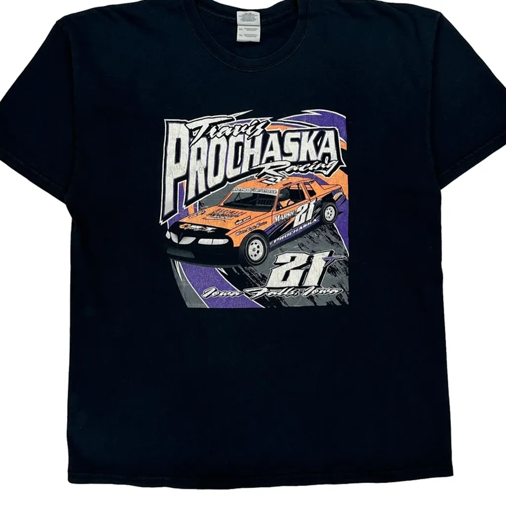 Racing Gildan Graphic T-Shirt - XL Black Cotton - Image 4