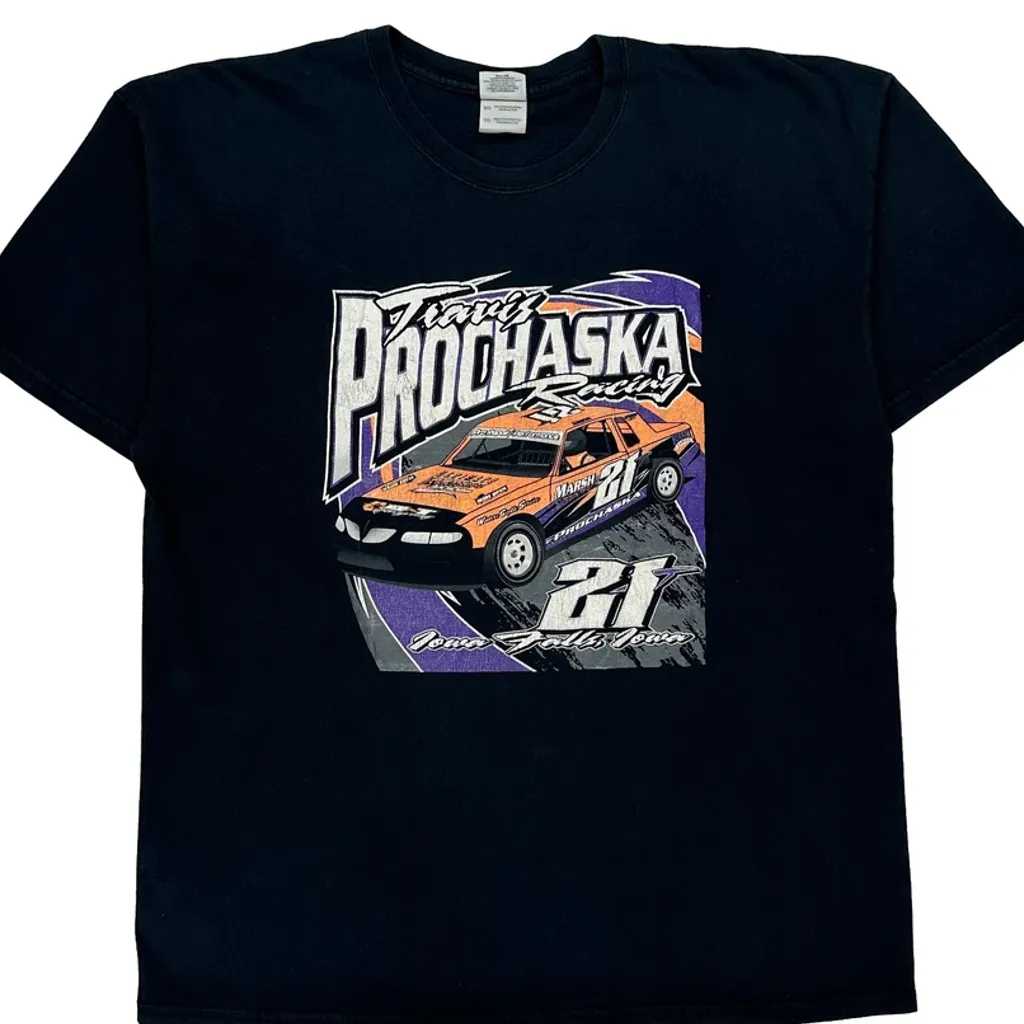 Racing Gildan Graphic T-Shirt - XL Black Cotton - Image 5