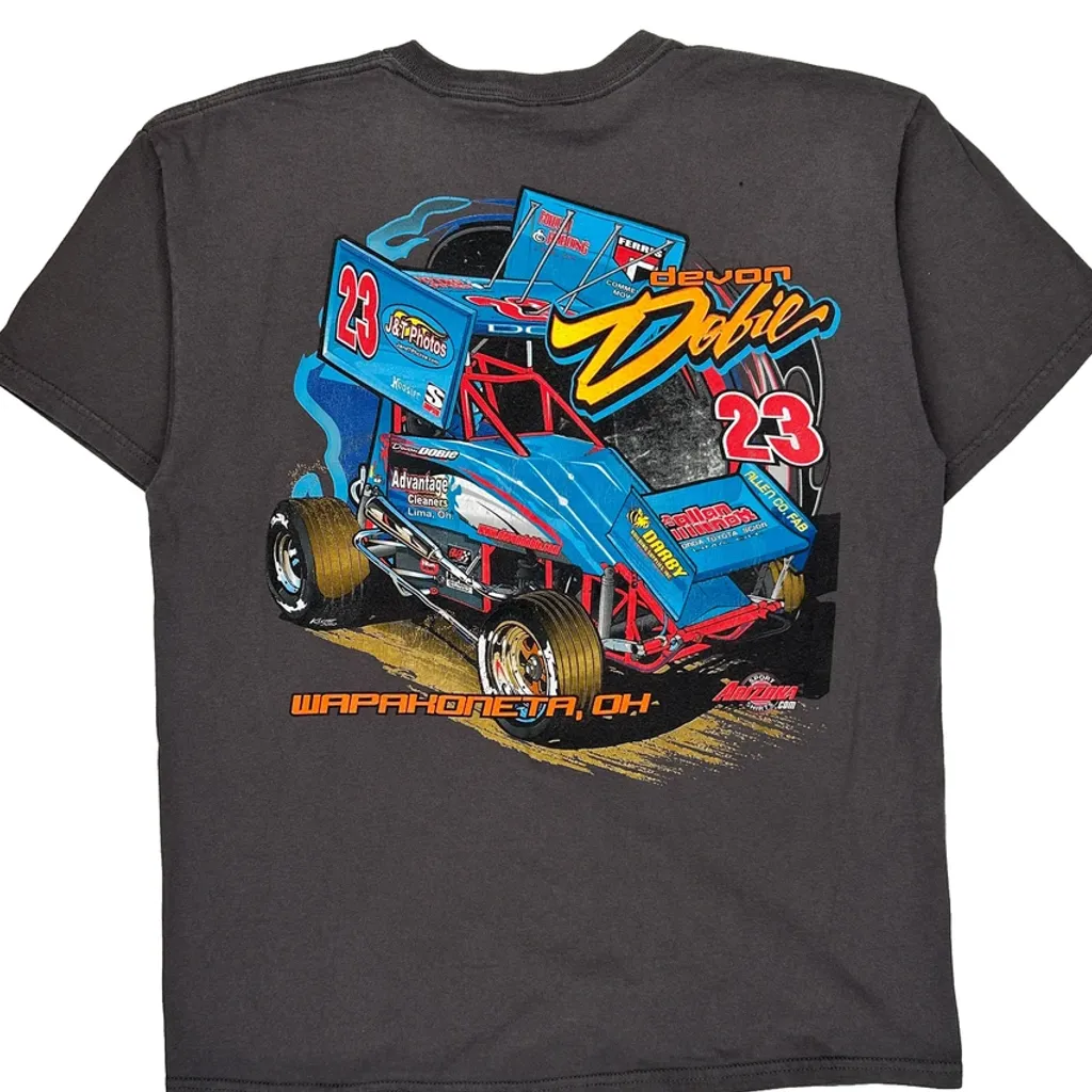 Racing Gildan Graphic T-Shirt - Large Gray Cotton - Image 6