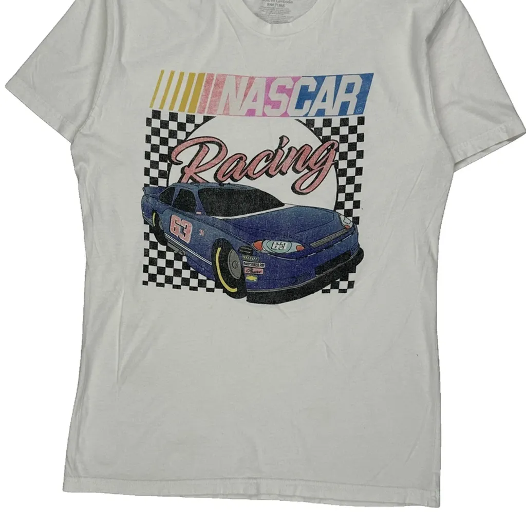 Racing Nascar Graphic T-Shirt - Medium White Cotton - Image 4
