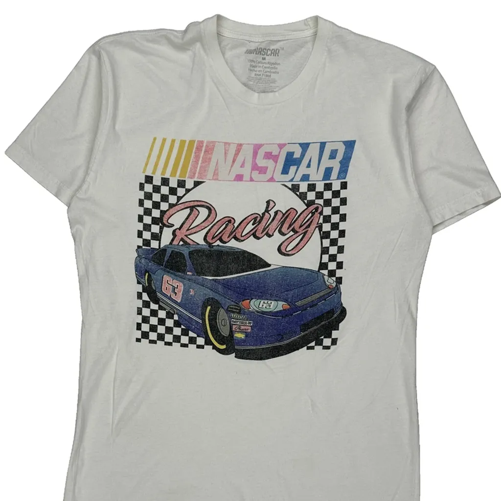 Racing Nascar Graphic T-Shirt - Medium White Cotton - Image 5