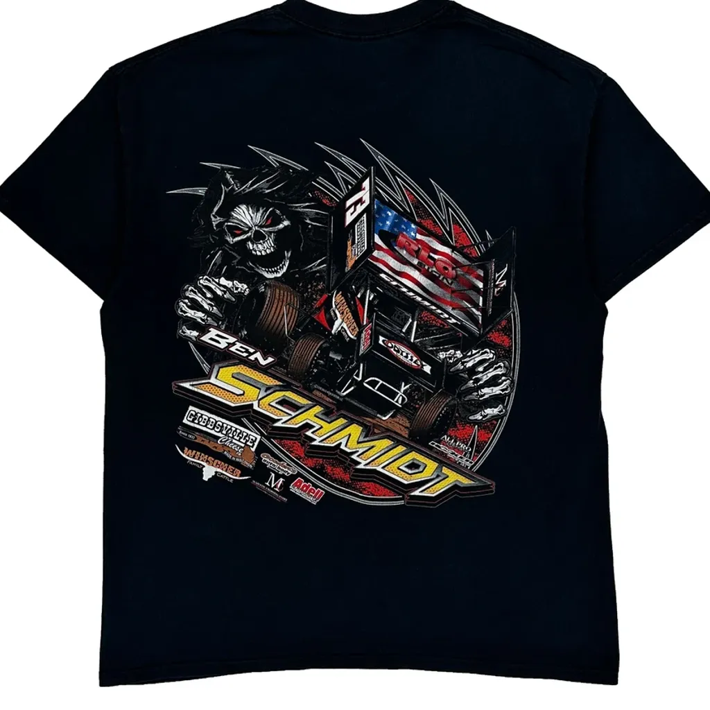 Racing Schmidt Graphic T-Shirt - Medium Black Cotton - Image 6