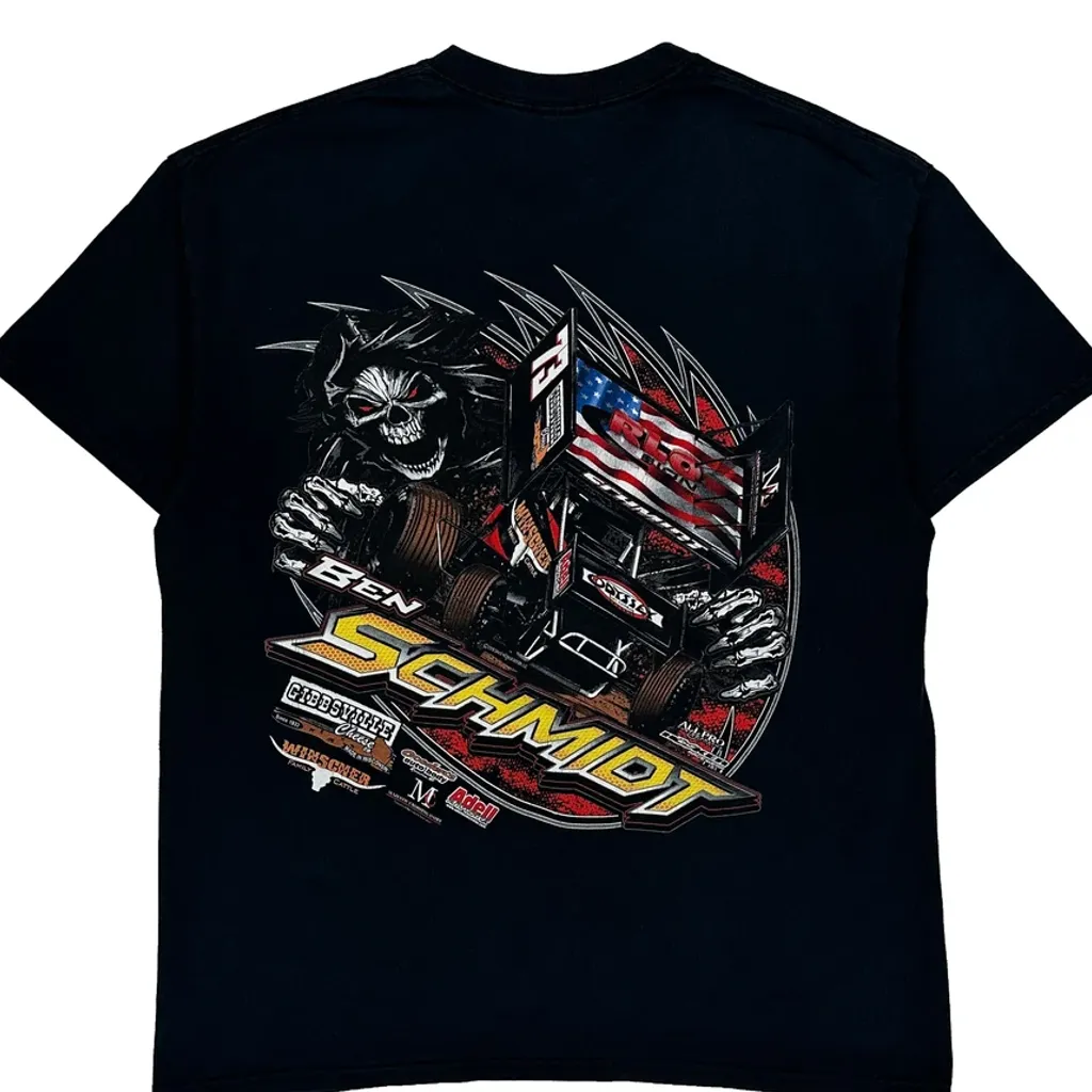 Racing Schmidt Graphic T-Shirt - Medium Black Cotton - Image 7