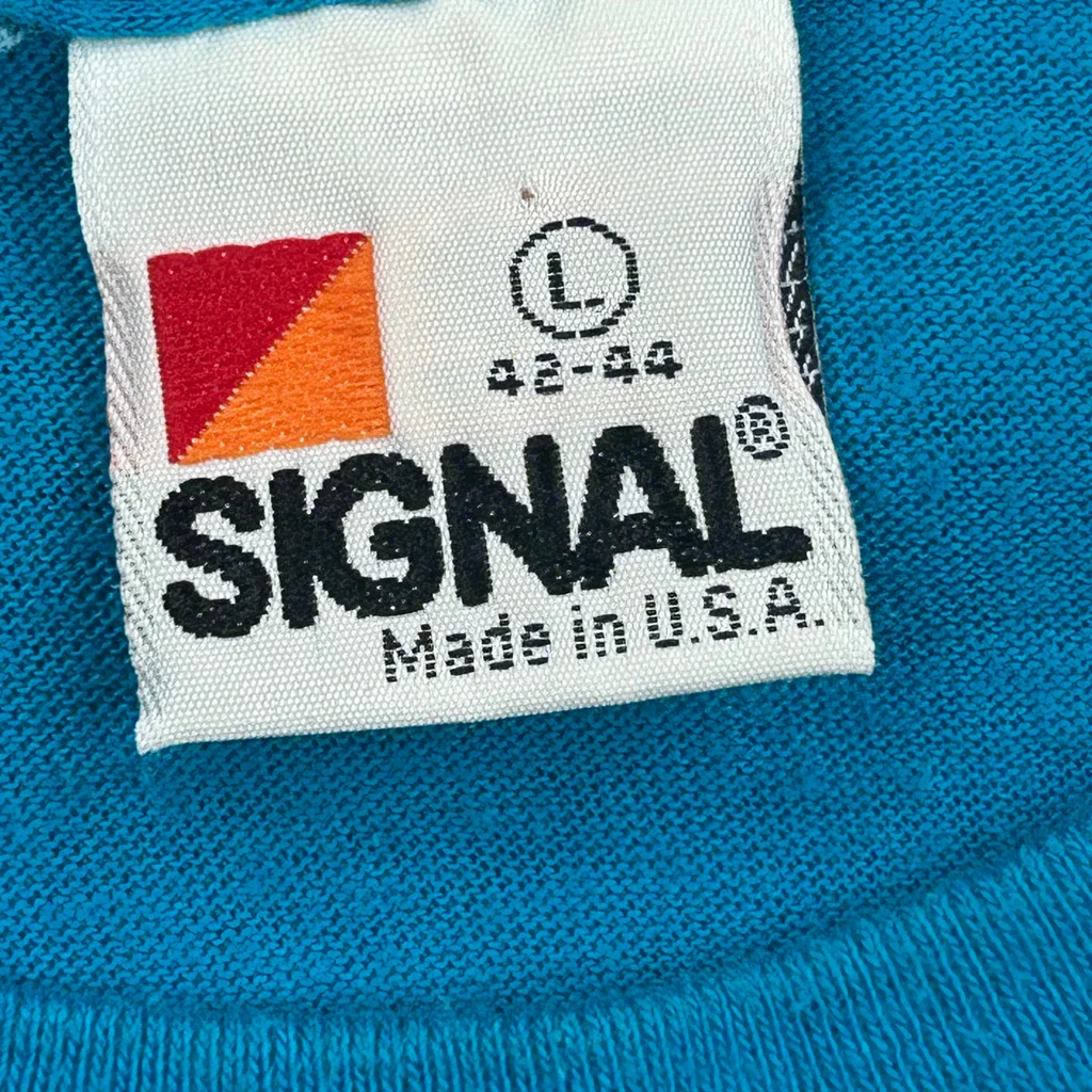 Radio Station Signal Single Stitch T-Shirt - Large Blue Cotton - Image 3
