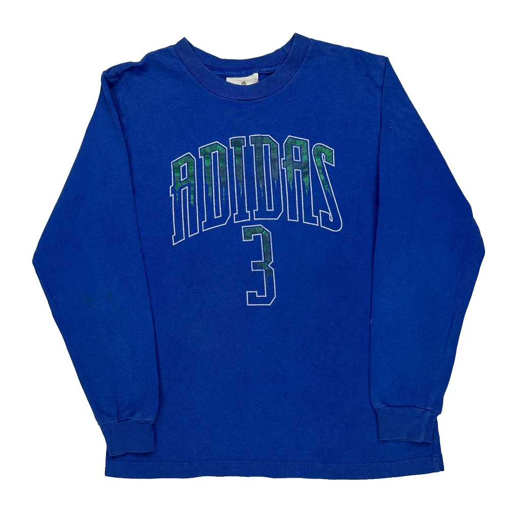 Raiders Adidas Long Sleeve T-Shirt - Medium Blue Cotton