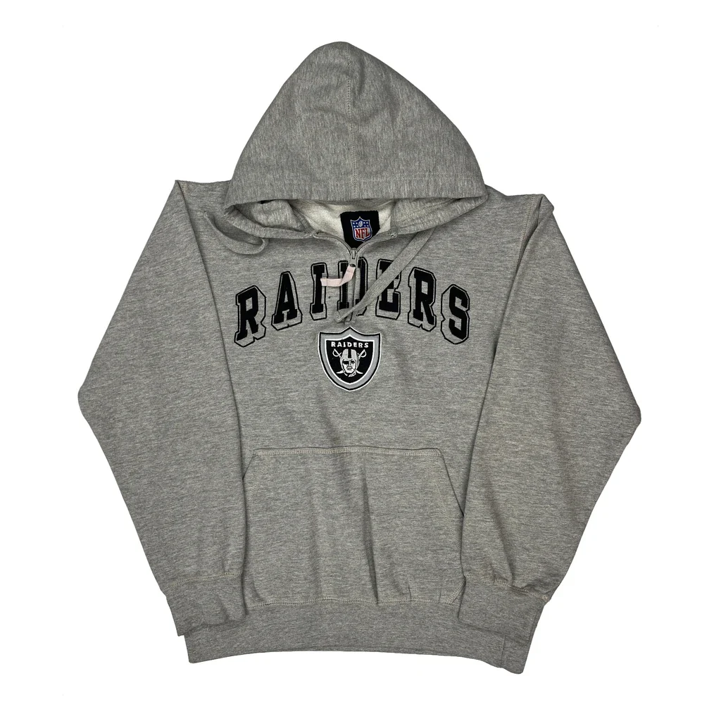 Raiders Nfl Football Hoodie - Medium Grey Cotton