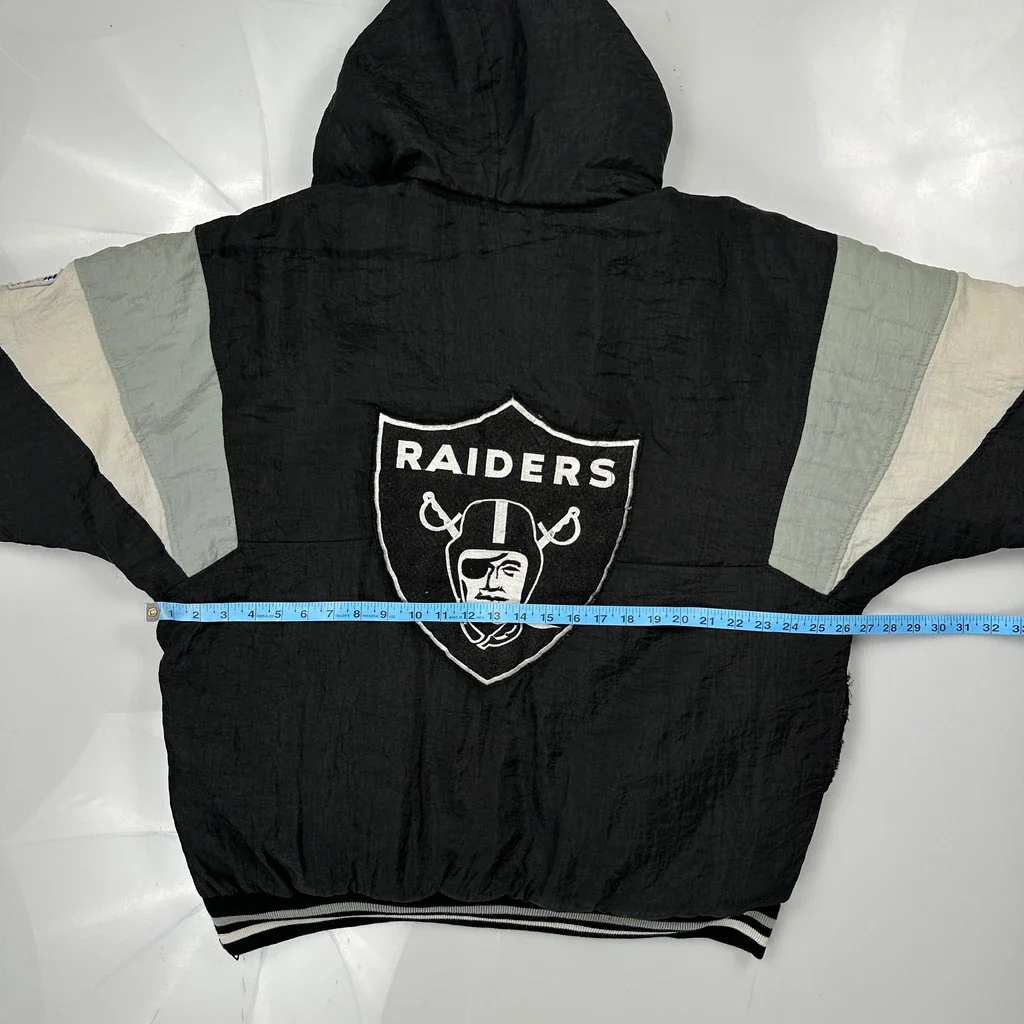 Raiders Nfl Football Varsity Jacket - XL Black Polyester - Image 3