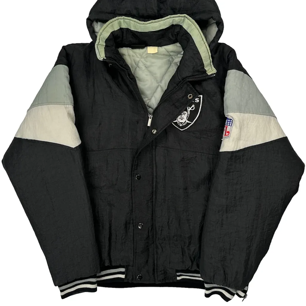 Raiders Nfl Football Varsity Jacket - XL Black Polyester - Image 6