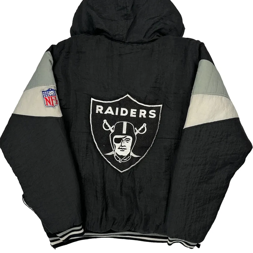 Raiders Nfl Football Varsity Jacket - XL Black Polyester - Image 8