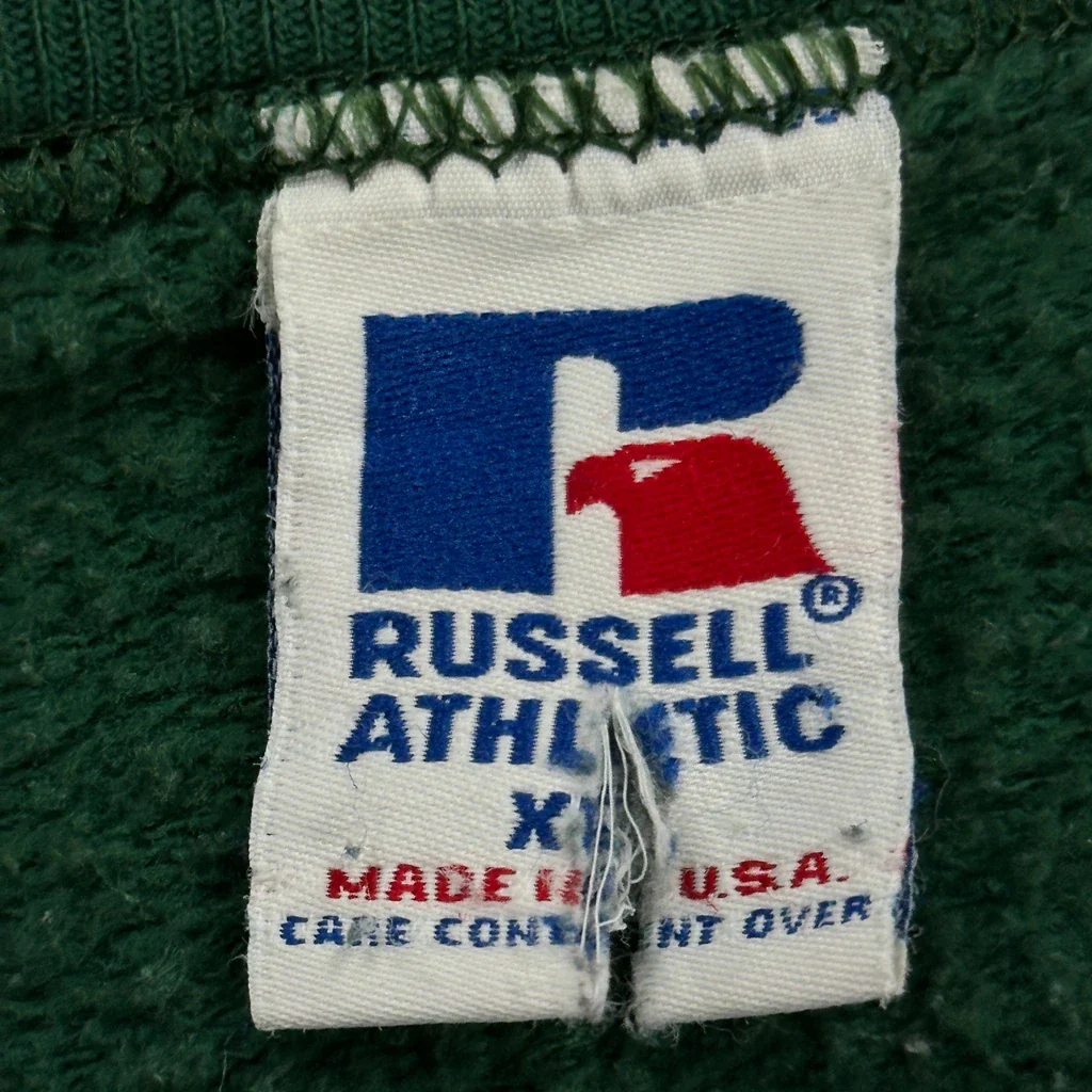 Raiders Russell Athletic Checked Sweatshirt - XL Green Cotton - Image 3