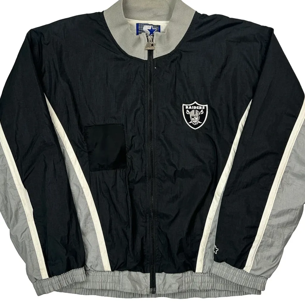 Raiders Starter Windbreaker - Large Black Nylon - Image 4