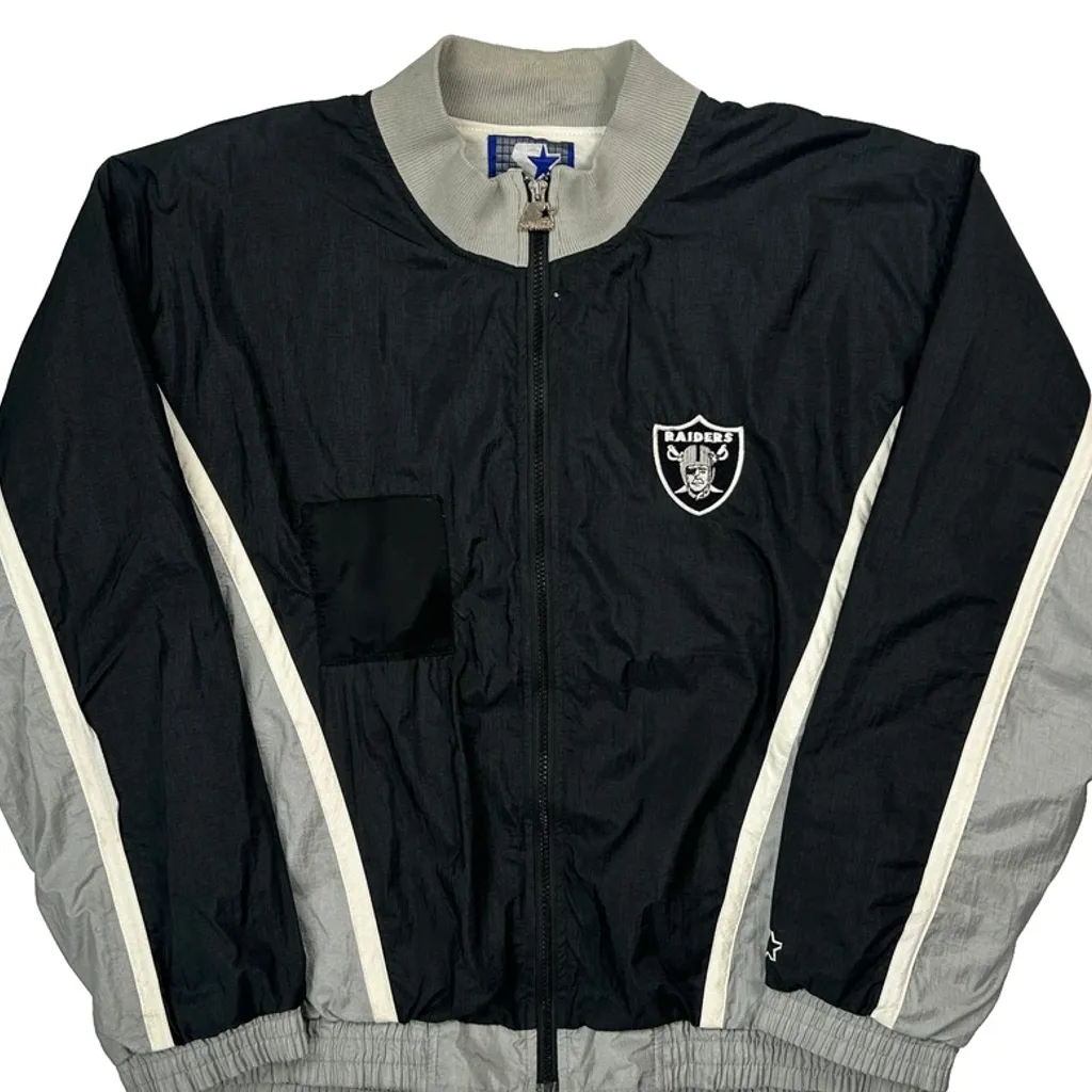 Raiders Starter Windbreaker - Large Black Nylon - Image 5