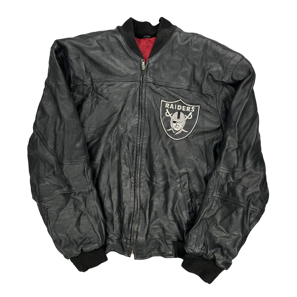 Raiders Unbranded Football Leather Jacket - Large Black Leather