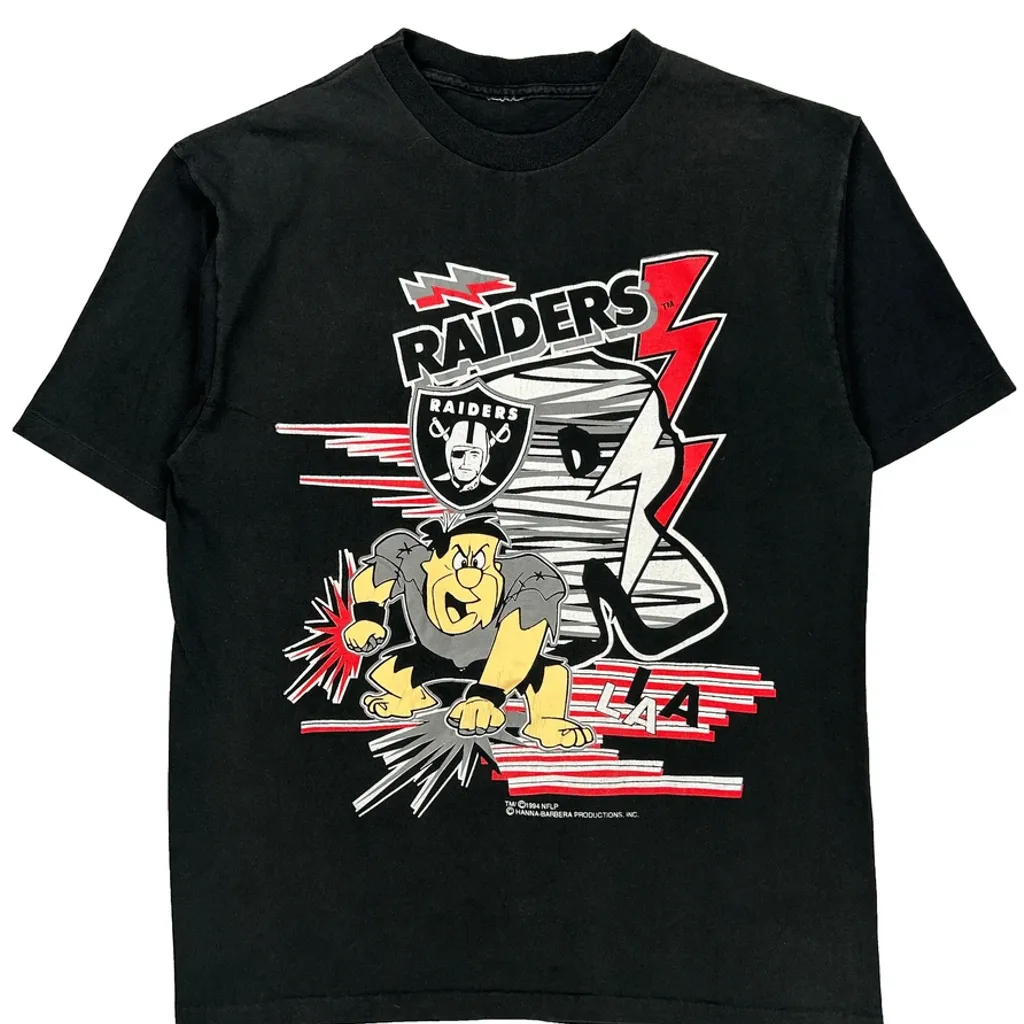 Raiders Unbranded Cartoon T-Shirt - Medium Black Cotton - Image 4