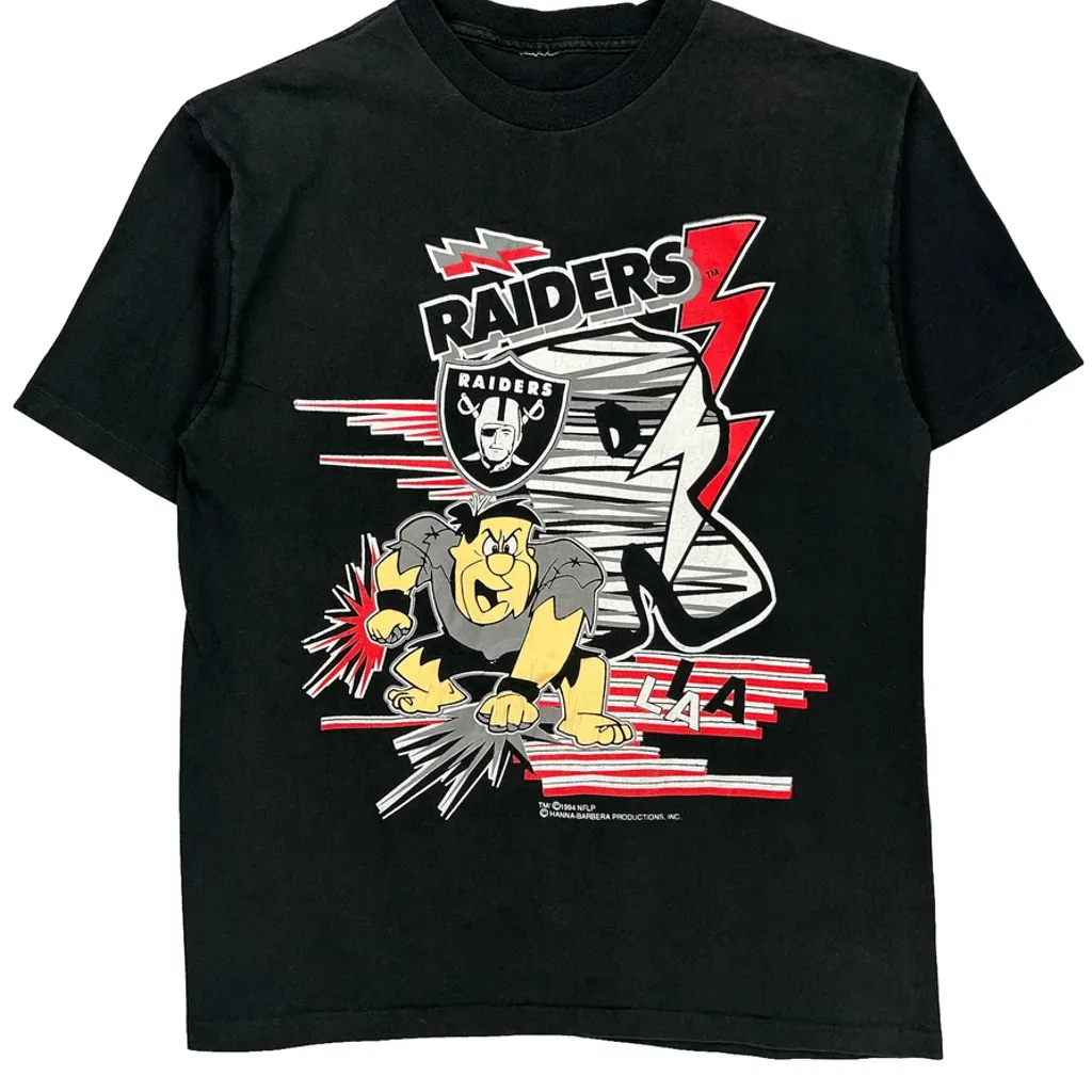 Raiders Unbranded Cartoon T-Shirt - Medium Black Cotton - Image 5