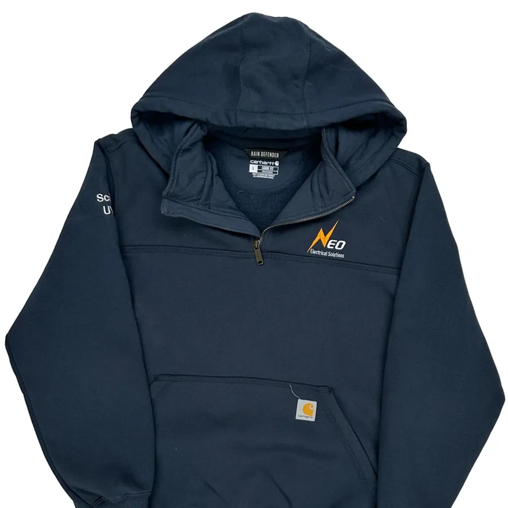 Rain Defender Carhartt Hoodie - Large Navy Cotton - Image 4