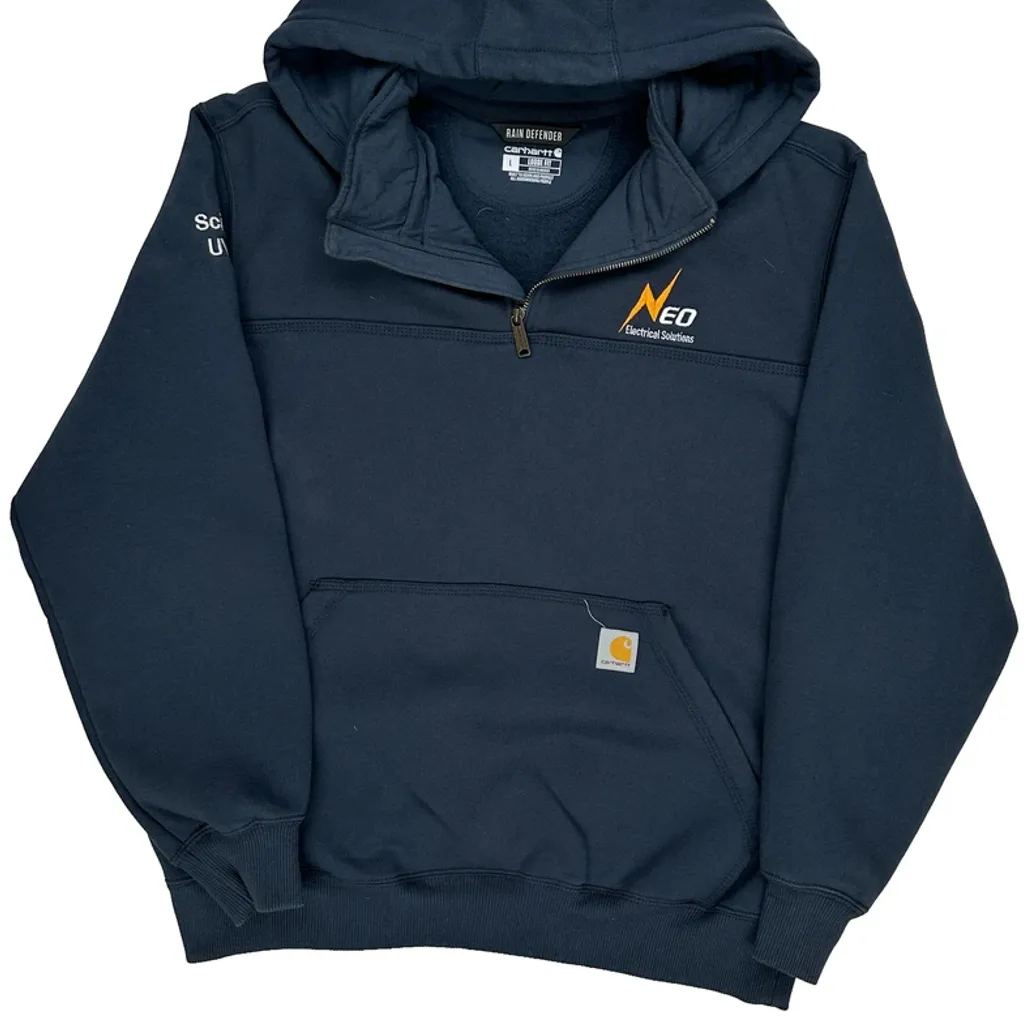Rain Defender Carhartt Hoodie - Large Navy Cotton - Image 5