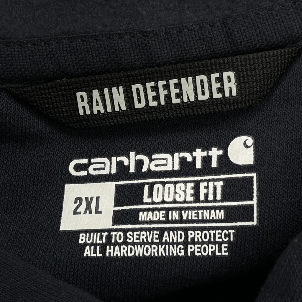 Rain Defender Carhartt Spellout Hoodie - 2XL Navy Cotton - Image 3