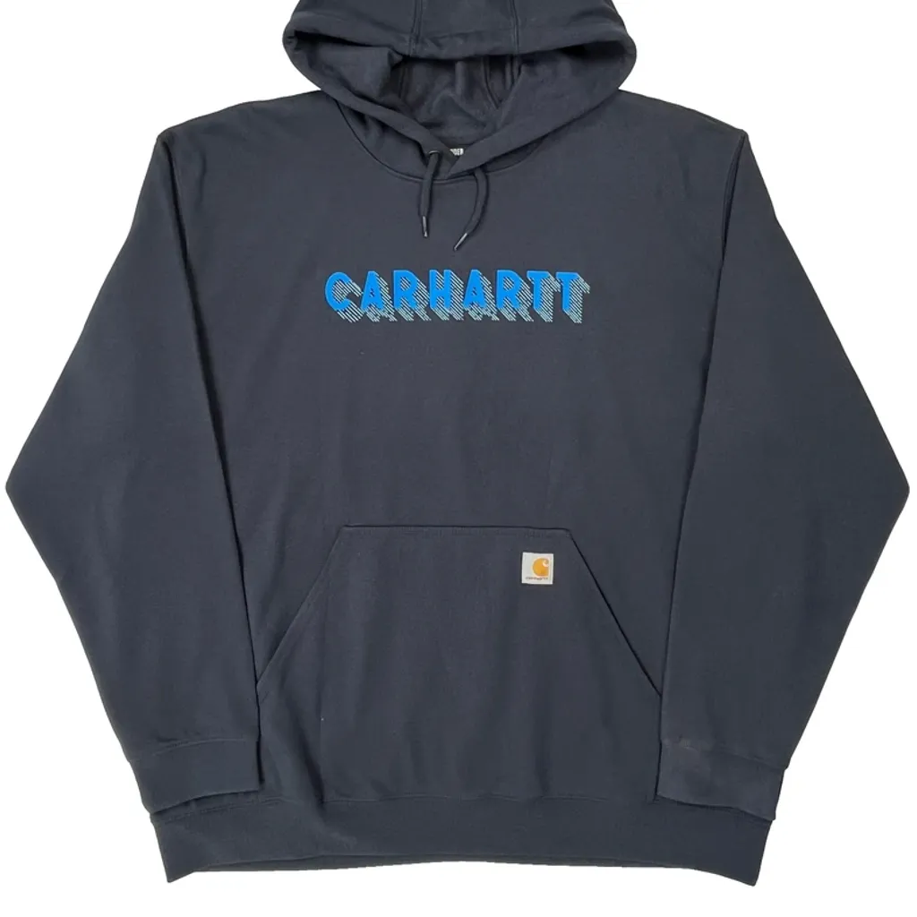 Rain Defender Carhartt Spellout Hoodie - 2XL Navy Cotton - Image 5