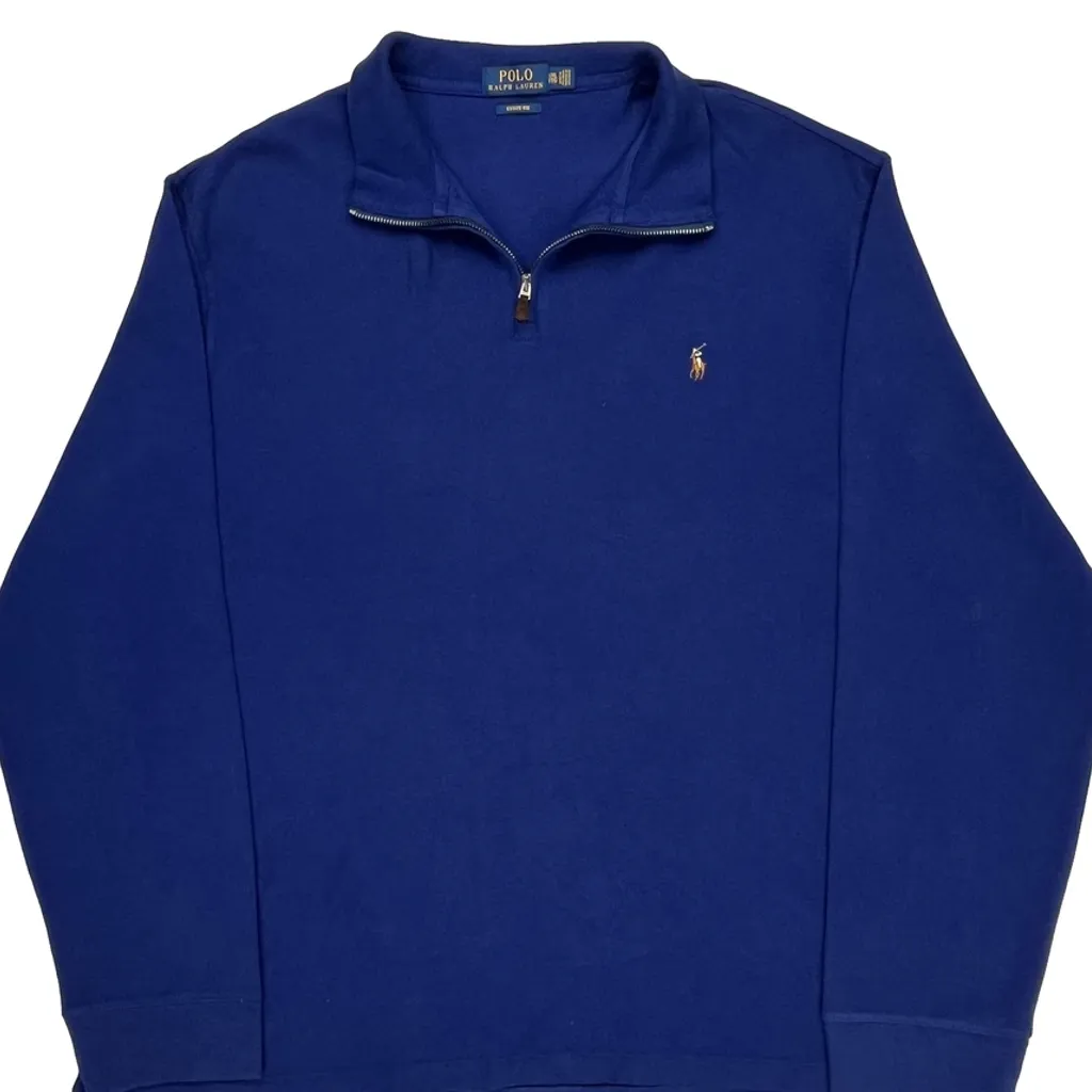 Ralph Lauren 1/4 Zip - 2XL Blue Cotton - Image 5