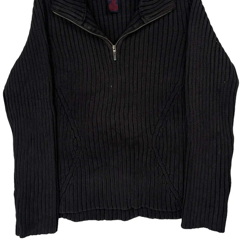 Ralph Lauren 1/4 Zip - Medium Black Cotton - Image 4