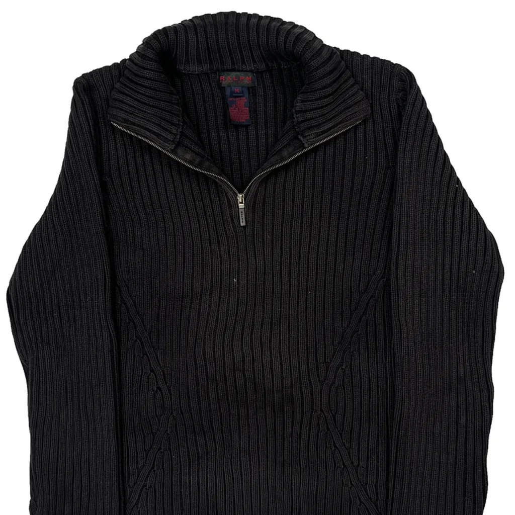 Ralph Lauren 1/4 Zip - Medium Black Cotton - Image 5