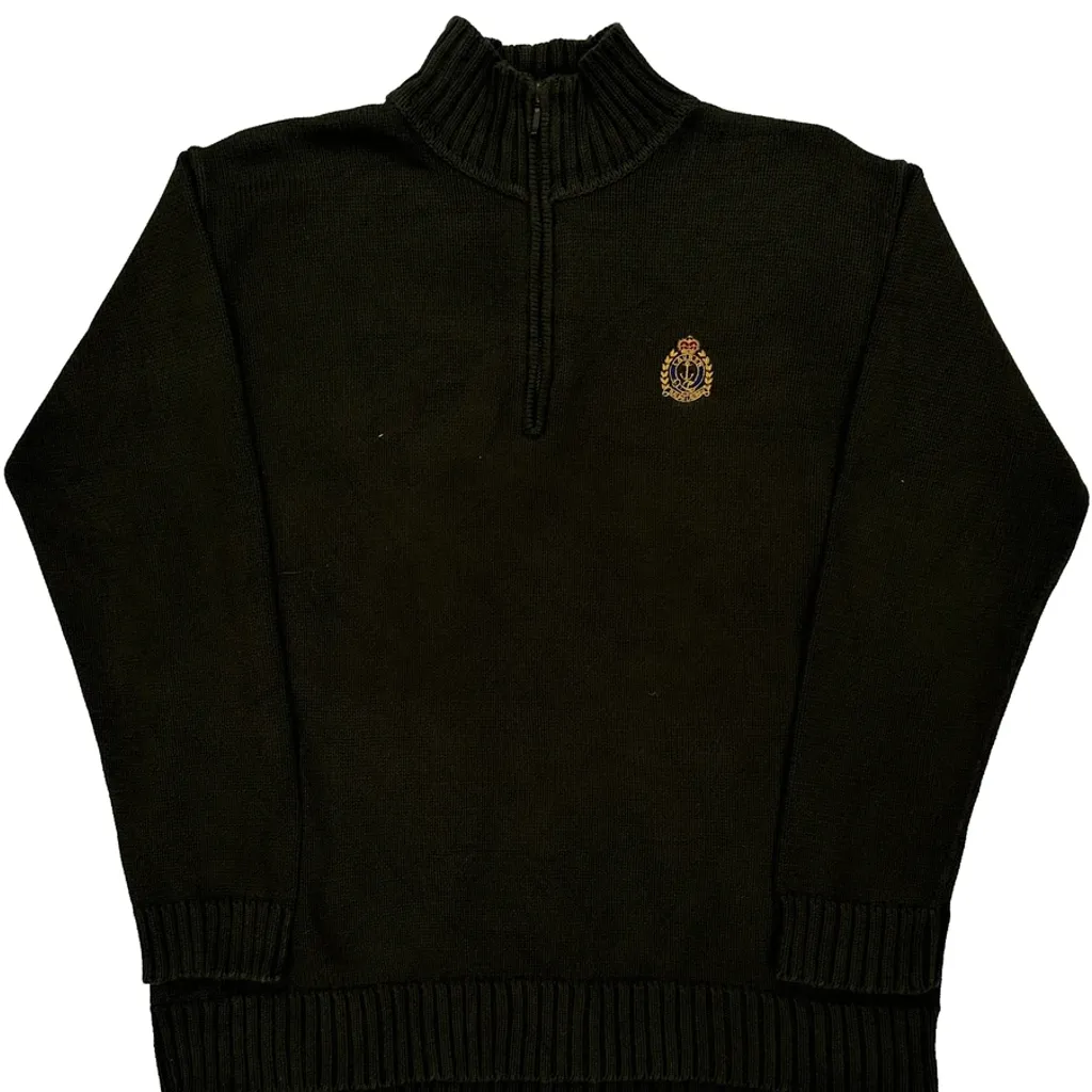 Ralph Lauren 1/4 Zip - Medium Black Cotton - Image 5