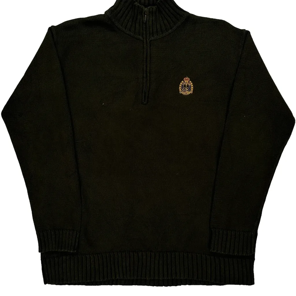 Ralph Lauren 1/4 Zip - Medium Black Cotton - Image 6