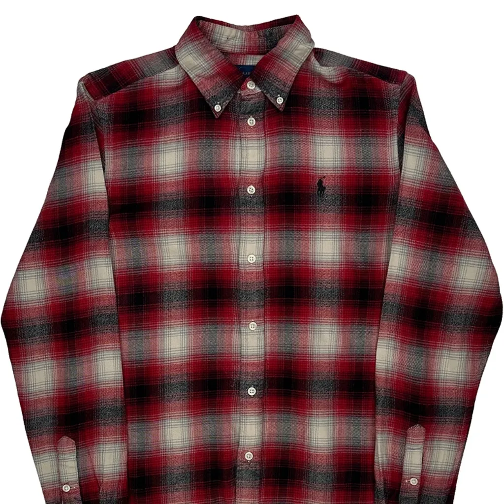 Ralph Lauren Checked Flannel Shirt - Medium Red Cotton - Image 5